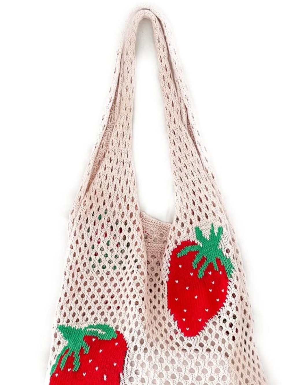 Strawberry, crochet shoulder tote bag NEW - Picture 6 of 8